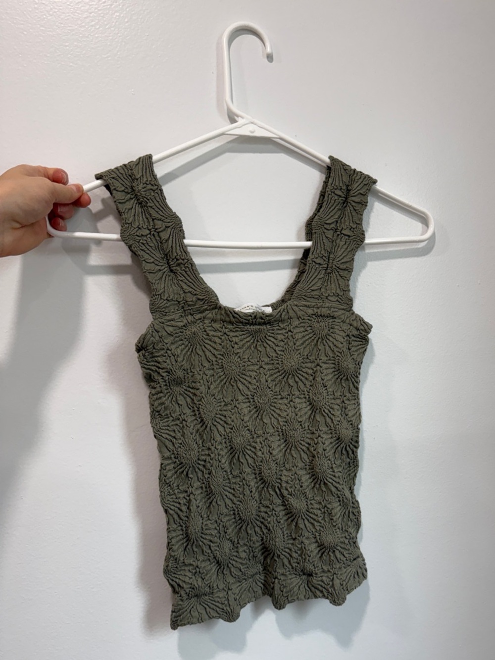 Altar'd State Olive Green Smocked Textured Tank